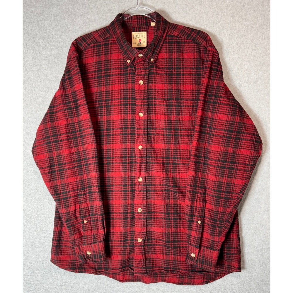 Red Head‎ Flannel Shirt Mens XL Button Up Plaid Long Sleeve Casual